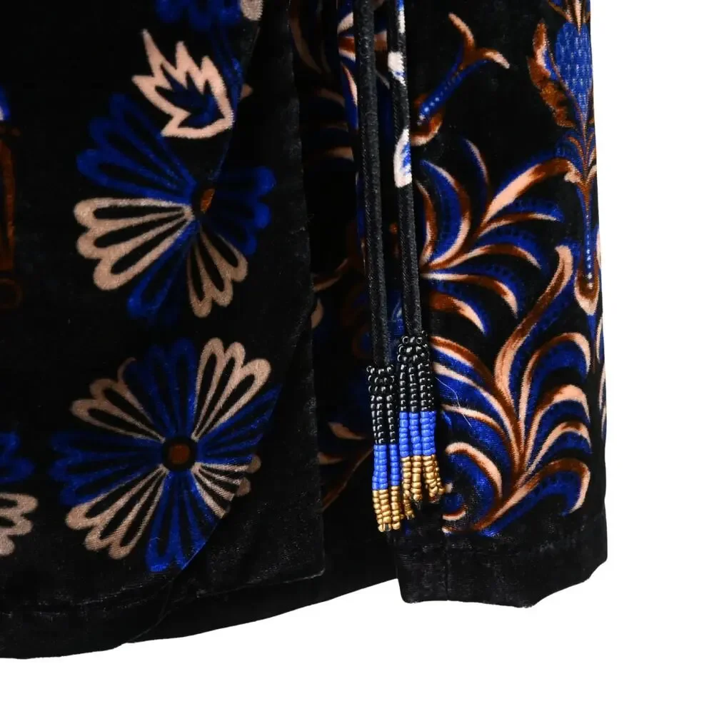 Farm Rio Arabesque Mix Scarves Wrap Velvet Mini Dress Size L - Picture 8 of 12